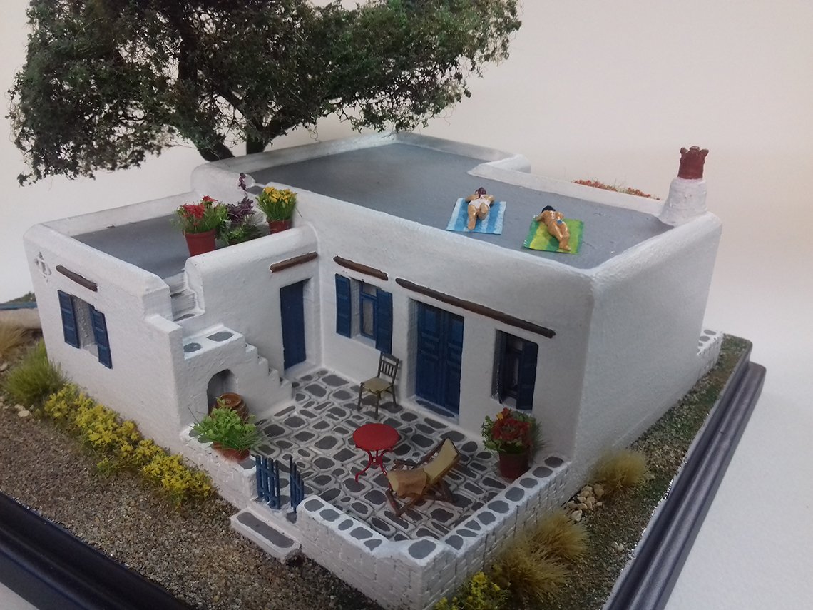 cycladic scale model house diorama διοραμα κυκλαδιτικης κατοικια
