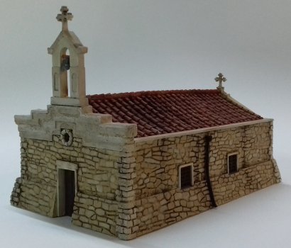 greek stone church scale model πετρόχτιστη εκκλησια κεραμοσκεπή