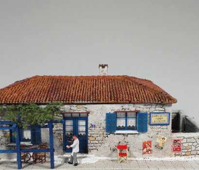 μοντελο ελληνικου καφενειου greek traditional kafeneio scale model HO