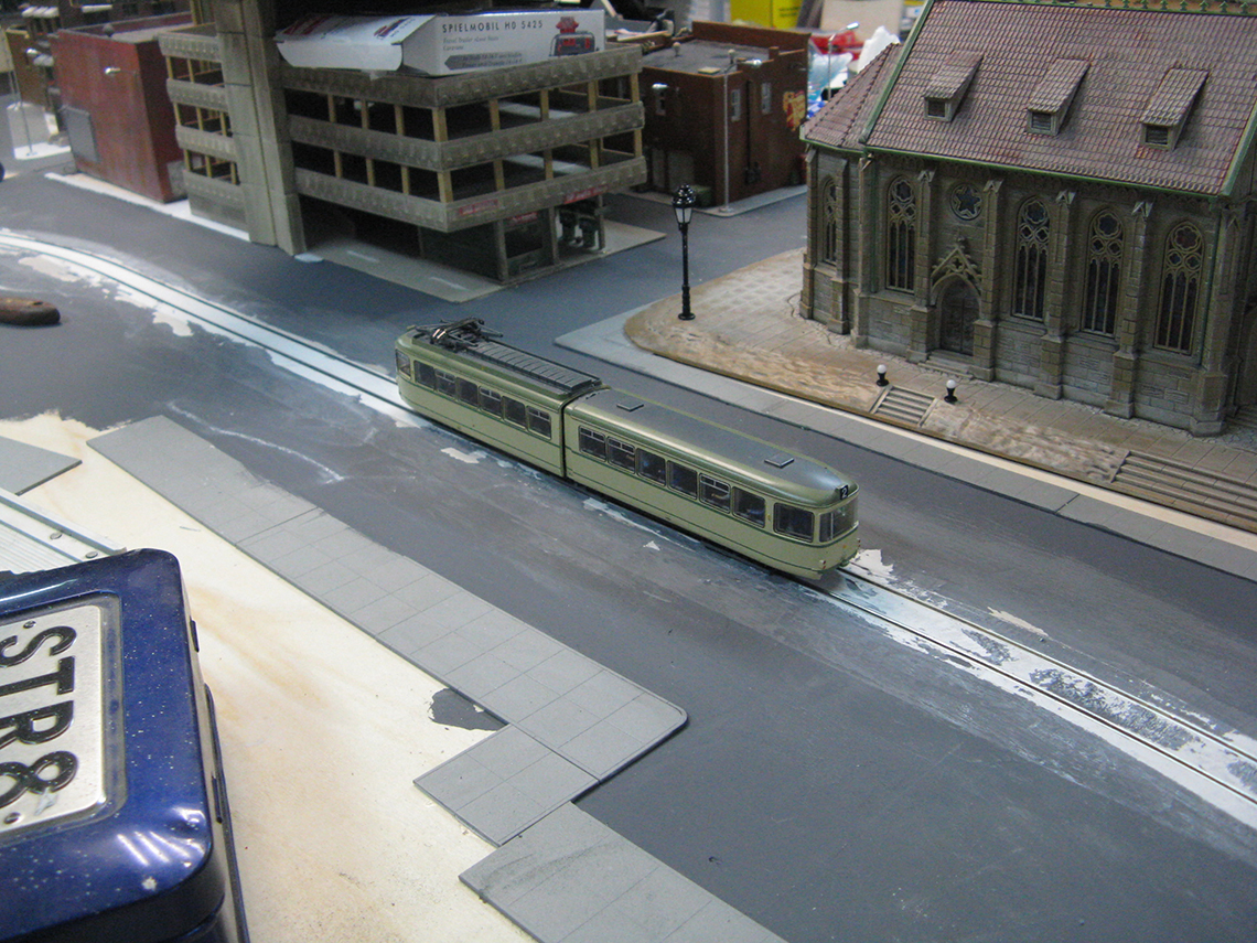 scale model tram line construction γραμμη τραμ υπο κλιμακα